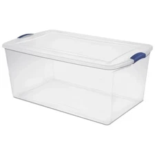 105QT Clear Plastic Storage Bin with Latching Lid Stackable Organizing Container