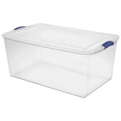 105QT Clear Plastic Storage Bin with Latching Lid Stackable Organizing Container