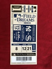 MLB Field of Dreams Game 8/12/21 Commemorative Ticket Yankees vs White Sox Iowa