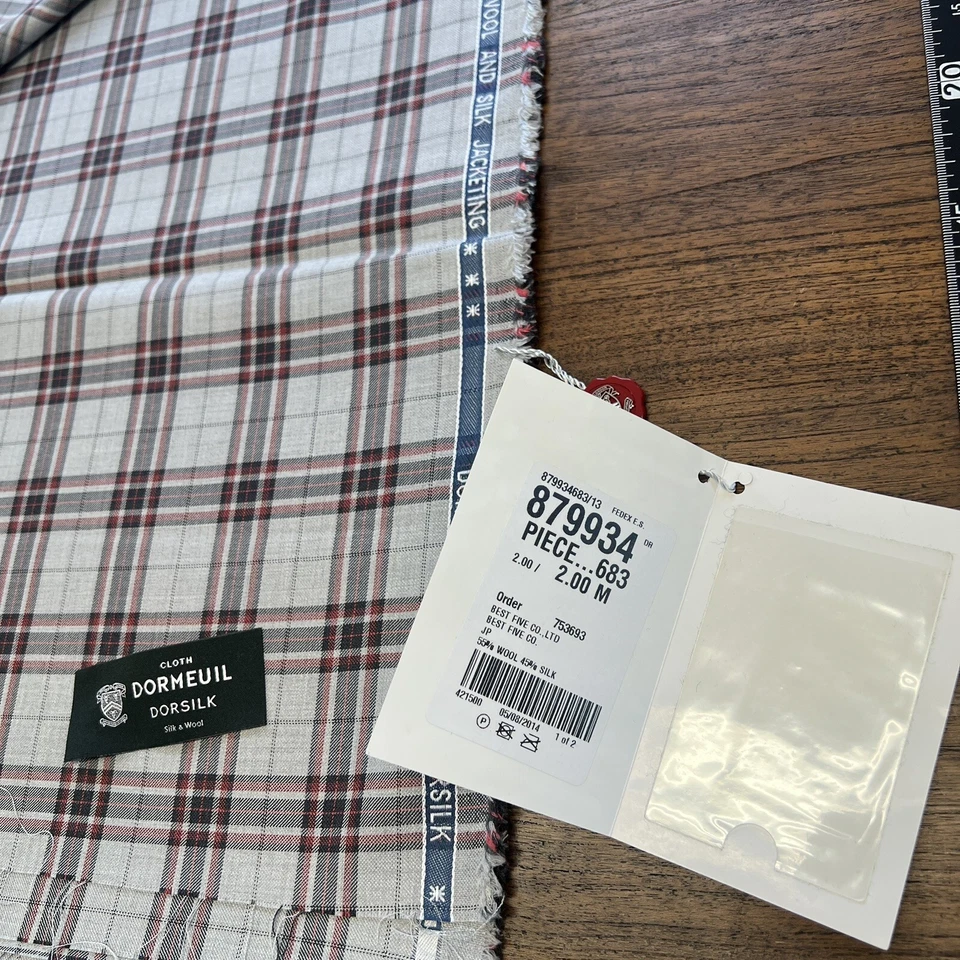 Telas de traje de lujo DORMEUIL 55% lana, 45% seda CHAQUETA, cuadros 2 m Foto 3 de 4
