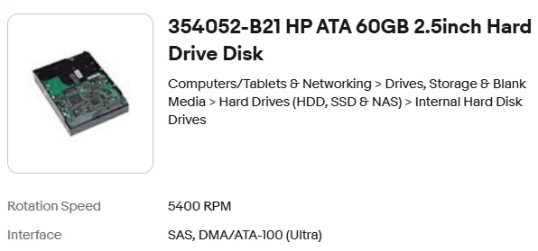 HP 60GB ATA HDD 354052-B21 -originally for BL30P/BL35p p-class blade server BNIB - Image 4 of 4