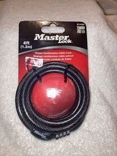 Master Lock Cable 4 ft 4-Dial Preset Steel Locking Lock Combination NEW