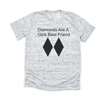 Diamonds Are A Girls Best Friend - Bella and Canvas White Marble Shirt - Size S
