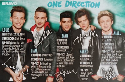 ONE DIRECTION - Autogrammkarte 7x10cm - Autogramm Sammlung Clipping Trading Card