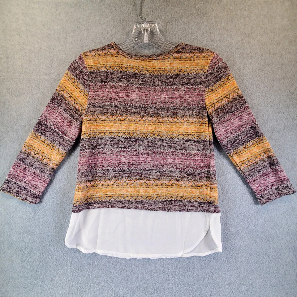 Speechless Girls Long Sleeve Purple Gold & White Southwest Sweater Blouse Size M - Image 2 of 4