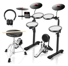MK-0 PRO Electric Drum Set with 7'' Mesh Drum Pads, 8'' Full Rubber Cymbals, 