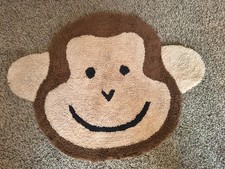 Monkey Face Shaped Kids Room Nursery Rug Floor Mat Brown Tan Doormat Decor