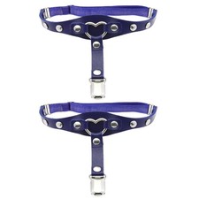 2pcs Womens Leather Garters, Punk Rock Heart, Leg Belt, Anti-Slip Clips, Adj