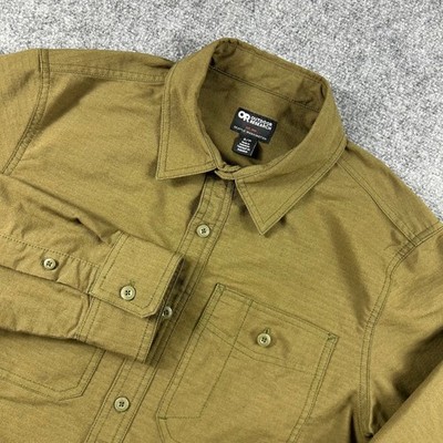 Outdoor Research Chehalis Work Shirt Mens Small Brown Long Sleeve Ripstop