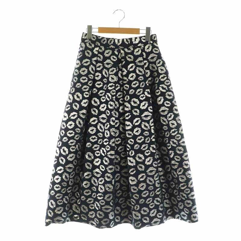 Grace Class Black Lip Jacquard Long Skirt with Glitter Tuck Size 36 S Japan