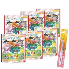 Set of 6 Bandai Bath Bombs Sitting Mascot DX Pok mon with Free Tooth Brush