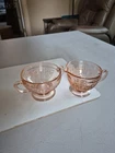 Depression Era Federal Glass  Sharon Pink Creamer and Sugar Bowl OPen Top
