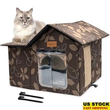 Foldable Waterproof Outdoor Cat House W/ Detachable Cushion Small Dogs Shelter