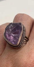 Vintage Purple Amethyst Cocktail Ring Adjustable Statement