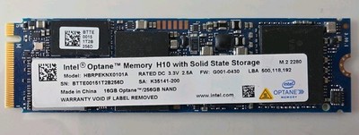 Intel Optane H10 16GB + 256GB 2280 M.2 NVMe Solid State Drive SSD