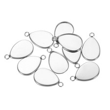 Teardrop Pendant Blank Tray, 10Pcs 11mm Cabochons Setting Blank Connector Base