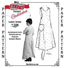1915 Vintage Sewing Pattern 1910s Ladies' Full-Length Apron 32-50" Bust #3206