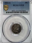 1893-S Barber Silver Dime PCGS VF25 Rare Date