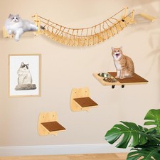 Cat Wall Shelves, Cat Wall Furniture 70" Cat Bridge Wall Mount Cat Perch Wood...