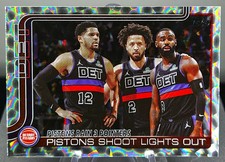 2025-26 Topps #279 Pistons Rain 3 Pointers: Pistons Shoot Lights Out Diamante