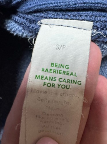 Aerie "Checked Out" Oversized Crewneck Sweatshirt Pullover Blue Women's S - Photo 9/14