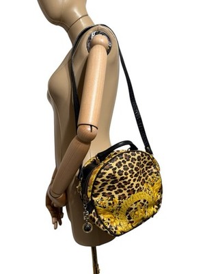 Vtg Gianni Versace Baroque Leopard Print PVC Bag