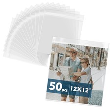 50 Pack Clear Sleeves 12-11/16 x 12-3/8 Inch Storage Bags Art Prints Mat