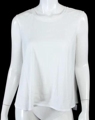 THE ROW White Cotton Jersey & Poplin Crew Neck Boxy Sleeveless Top L