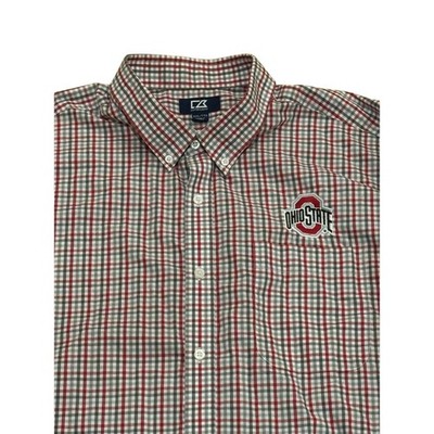 Cutter & Buck Ohio State Button Down Shirt Mens XXL Plaid Checkered Buckeyes OSU
