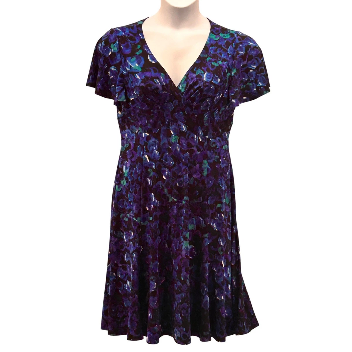 chaps fit and flare midi dress Women's Chaps Floral Midi Dress, 100% Cotton, Color: Blue Jacobian
