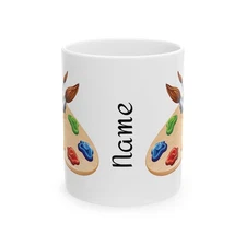 PERSONALIZED Paint Pallet Paintbrush Artist Crafting Coffee Tea Mug Gift - 11oz