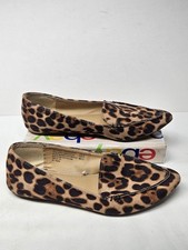 Time And Tru Women's Leopard Print Point Toe Memory Foam Insoles Ballet Shoes 6