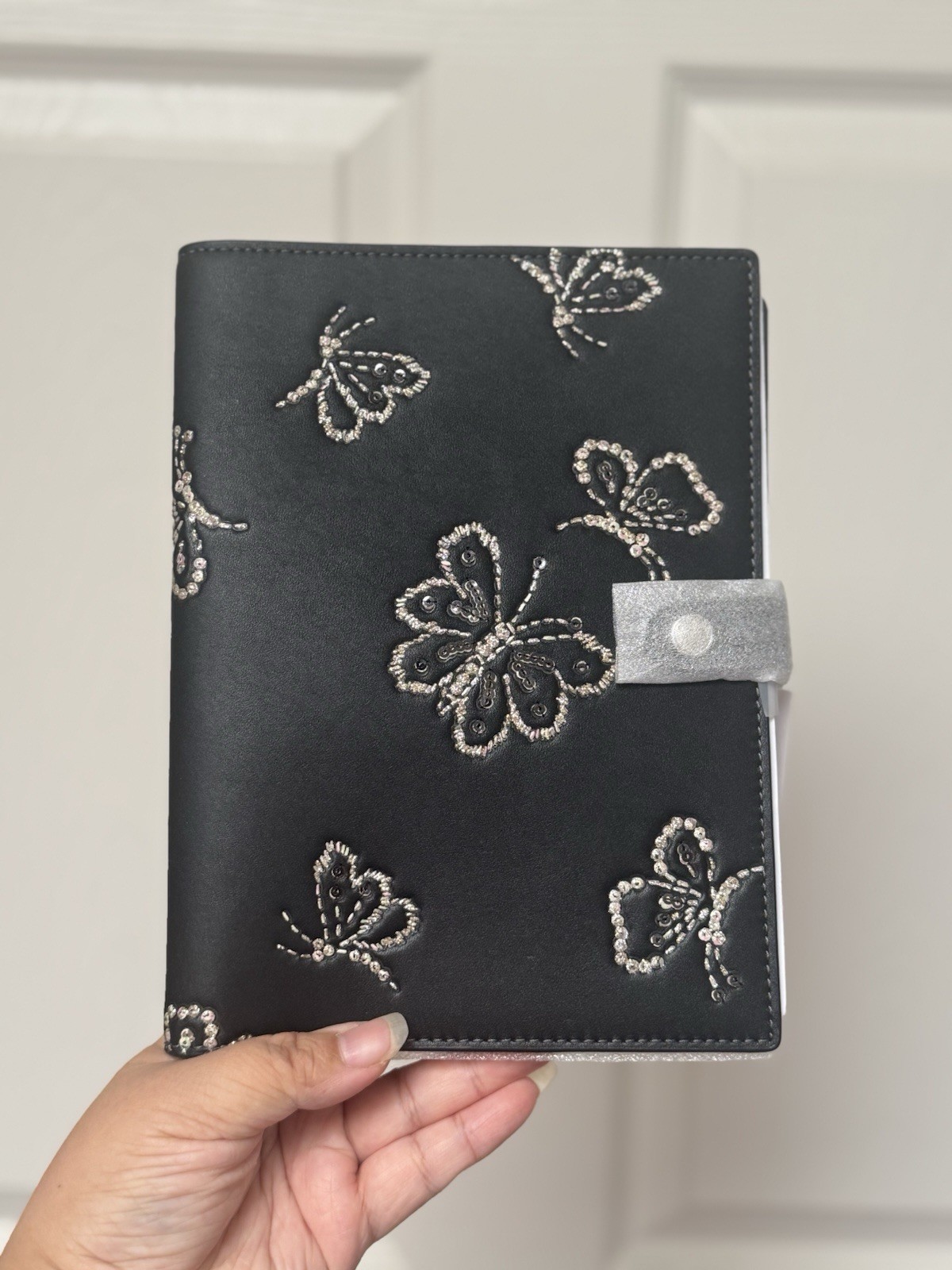 Coach CCF42 Notebook With Butterfly Print novelty leather/Silver NEW