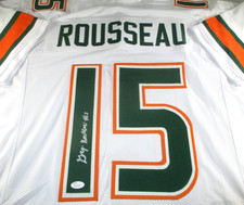 Gregory Rousseau / Autographed Miami Hurricanes Custom Football Jersey / JSA