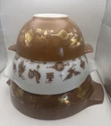 Vintage Pyrex Early American Set of 3 Cinderella Mixing Bowls 442, 443, & 444