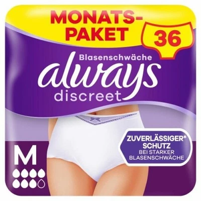 Always Discreet Inkontinenz-Höschen Plus,Größe M, 36 STK, neu und OVP
