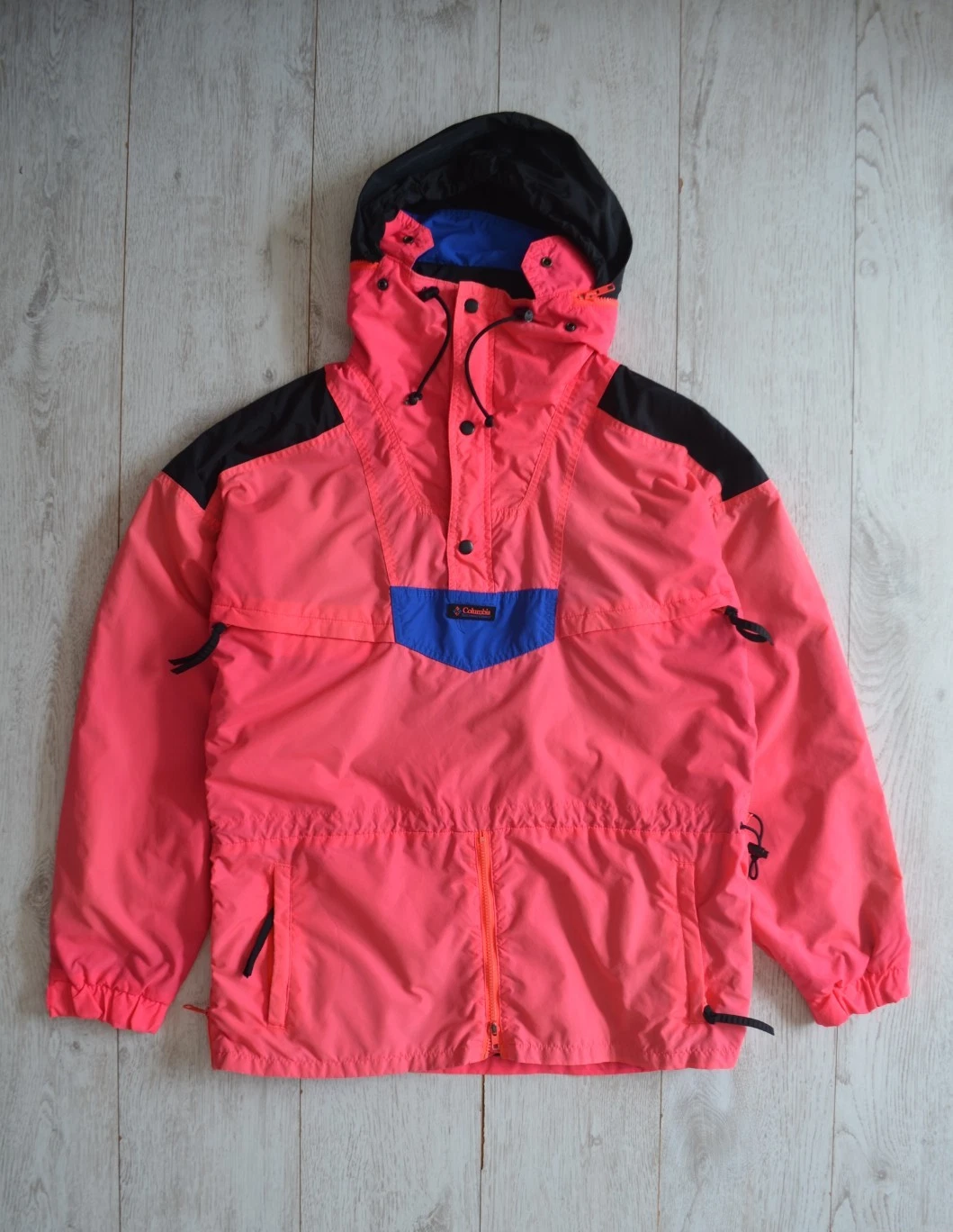 Vintage 90's Men's Columbia Anorak Jacket 1/4 Zip Size Large-Colorblock-Hooded