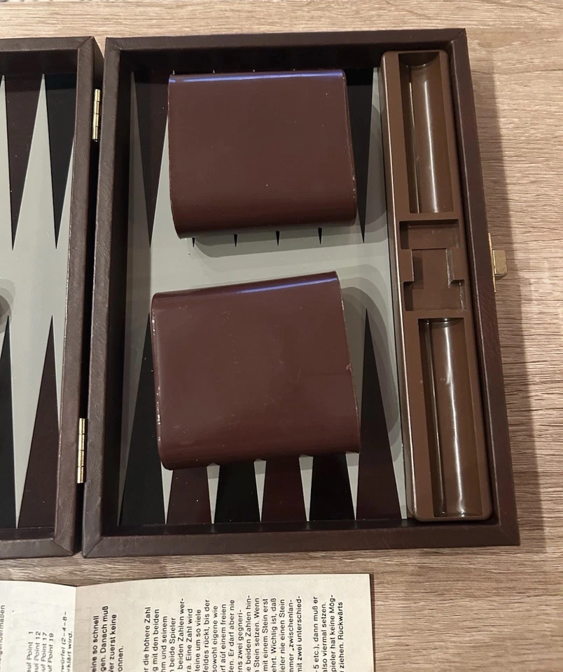 Backgammon Koffer vintage Hartung Berlin Spiele Koffer 34*23cm Magnetisch Reise - Bild 3 von 4