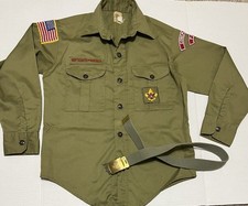 Vintage Boy Scouts of America Shirt Olive Green Long Sleeve Youth