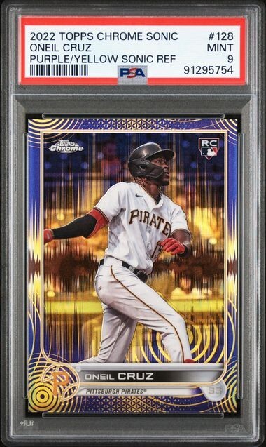 2022 Topps Chrome Oneil Cruz Purple Yellow Sonic Refractor #'d/299 ROOKIE RC
