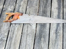 Disston D-23 Hand Saw 1940s Blade Etching 8TPI Milwaukee Shop Label Vintage