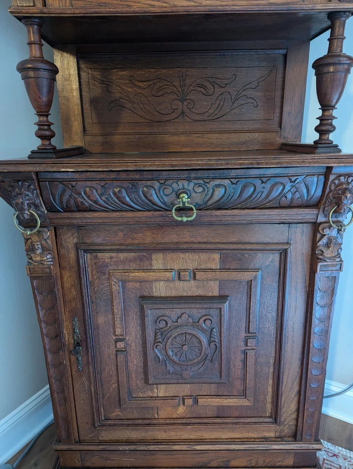 Antiguo vitral de roble europeo Bélgica 88" Foto 4 de 4