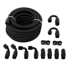 LokoCar 6AN Fuel Line Kit Nylon AN6 Braided Fuel Hose Fitting Kit CPE 20FT Black