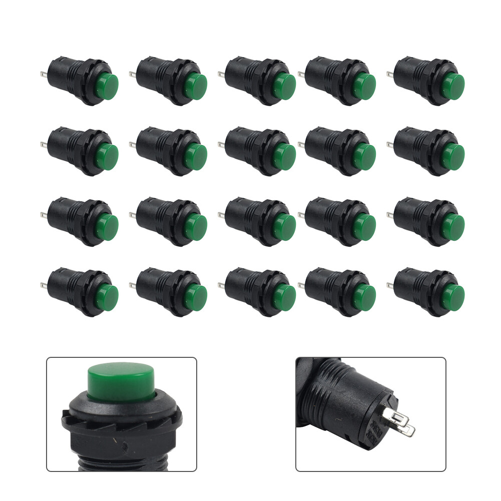 20pcs 12mm Green Latching Push Button Switch ON-OFF with Threaded Cap