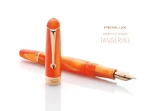 Penlux Masterpiece Delgado Fountain Pen in Tangerine - Fine Point - NEW in Box