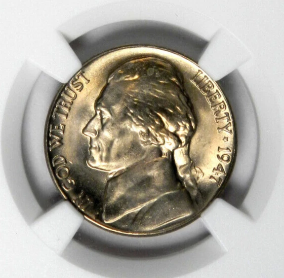 1947-D JEFFERSON NICKEL 5 FULL STEPS SUPER GEM NGC MS67 5FS! - Image 2 of 4