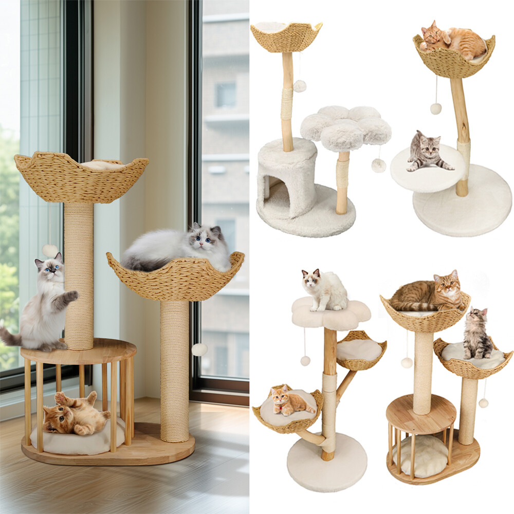 Luxury Cat Tree Tower Branch Basket Scratching Post Cat Tower Jumping  Platforms