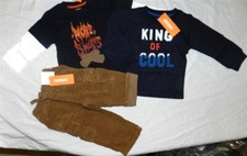 Pant Set 3pc Brown Cord Cargo Gymboree Tees Navy Fall Winter Boy 12 18 mo New