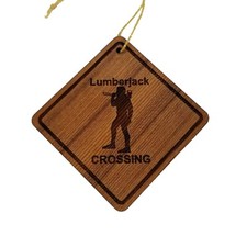 Lumberjack Crossing Ornament - Lumberjack Ornament - Wood Ornament Handmade
