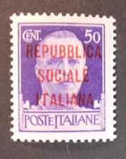 ITALY ITALY 1944 GNR G.N.R. "Fr. SVR 50c.viol. MNH** variety decal ss.493v